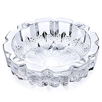 Ashtray,Glass Ashtray for Outdoor and Outside Decorative (Diameter 5.9" Round)
