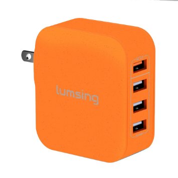 Lumsing Quick Charge 20 Multi-Port USB Wall Charger33W Charging Station Dock 1 Port QC20  3 Port with Smart IC Technology 4 Port Wall Charging Hub for SmartPhones-Orange