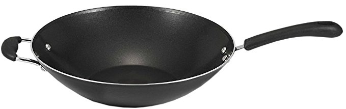 T-fal A80789 Specialty Nonstick Dishwasher Safe Oven Safe PFOA-Free Jumbo Wok Cookware, 14-Inch, Black