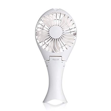 Niceshop Handfan Rechargeable Fans Portable Battery Fan USB Mini Foldable Personal Cooling with Umbrella Hanging and Metal Clip Fan 18650 Battery for Home and Travel (White)