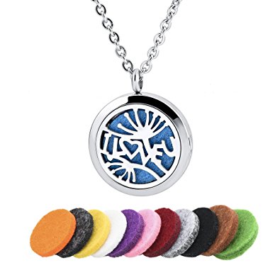 Tree of Life 316L Stainless Steel Essential Oil Diffuser Necklace Pendant Jewelry 23.4" Chain By Choker