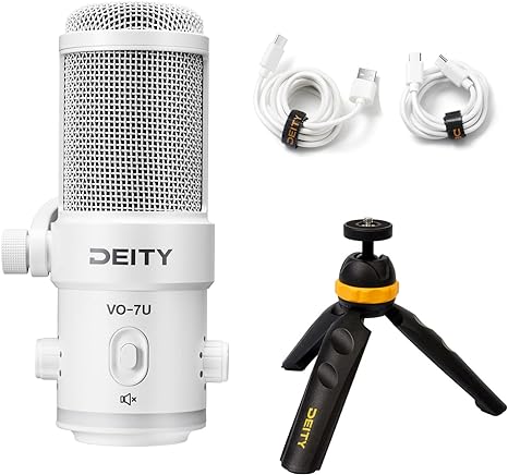 Deity VO-7U Tripod Kit USB Dynamic Podcast Microphone with RGB Lights for Game Podcast Stream YouTube (White)