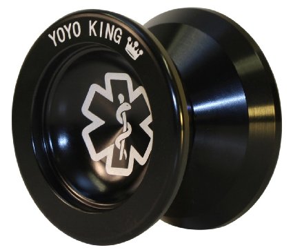 Yoyo King Black Dr. Smalls 3/4 Sized Metal Yoyo with Narrow Responsive and Wide Nonresponsive C Bearing and Extra Yoyo String
