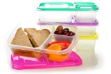 EasyLunchboxes 3-Compartment Bento Lunch Box Containers Set of 4 Brights