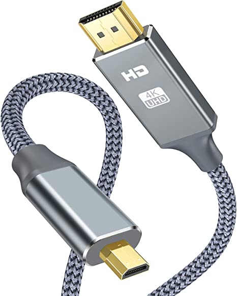 Micro HDMI to HDMI Cable 3.3ft,Snowkids 4K 60Hz HDMI to Micro HDMI Cord (Male to Male) 3D/ARC/HDR/4K/Audio Return Support for GoPro Hero,Action Camera,Bi-Directional