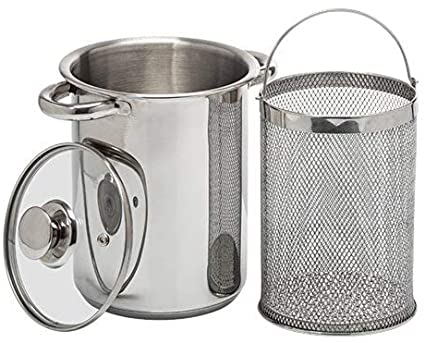Browin 313500 Multifunctional Pot with Basket and Lid 4 L, Asparagus, Vegetables, Spaghetti, Pasta Cooking Pot, Frying French Fries Pot, for All Types of Cooktops, Stainless Stell,Silver