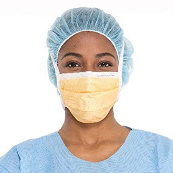 FLUIDSHIELD Level 3 Fog-Free Surgical Mask, High Fluid Protection Pleated, Orange, 48207 (Box of 50)