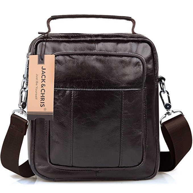 Jack&Chris Men's Genuine Leather Messenger Crossbody Bag Sling Bag Small Bag,JN8801