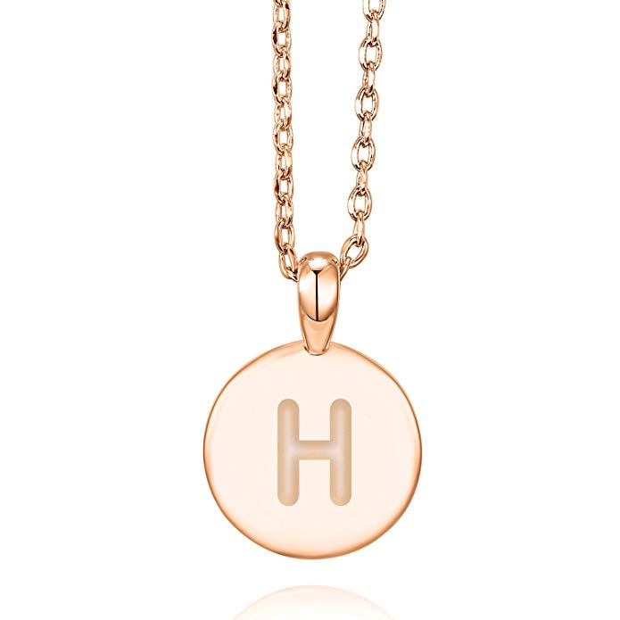 PAVOI 14K Rose Gold Plated Initial Alphabet Pendant Necklace Personalized Gifts for Women