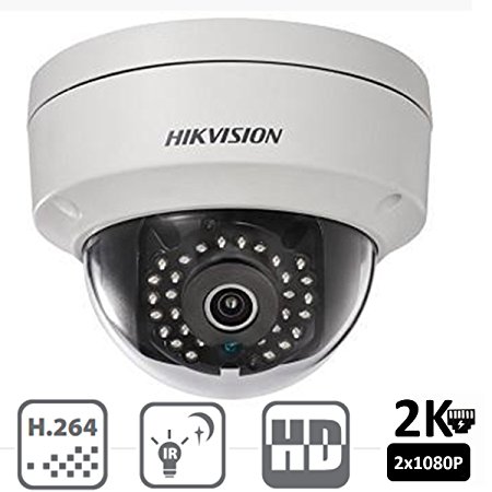 Hikvision DS-2CD2145F-IS H.264 4MP 1080P High Resolution 2.8mm Lens POE Network CCTV Mini Dome IP Camera Waterproof IP66 Indoor&Outdoor 98ft IR Range Support Audio/Alarm IO Home Security HD Camera