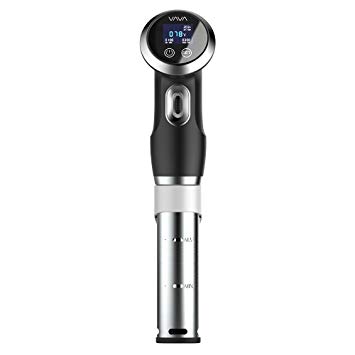 VAVA Sous Vide Cooker BPA-Free Thermal Immersion Circulator with Accurate Temperature Digital Timer LCD Display & Silicon Clamp (Auto-Start, FDA Approved, 110V, 1000 Watts, Black/Stainless)