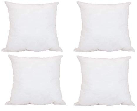 Pillowflex Set of 4 Premium Indoor/Outdoor Polyester Pillow Form Insert Hypoallergenic Stuffer (18 x 18 Inches)