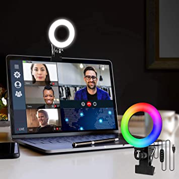 Video Conference Lighting,6.3" Selfie Ring Light with Clamp Mount for Video Conferencing,Webcam Light with 3 Light Modes&10 Level Dimmable for Laptop/PC Monitor/Desk/Bed/Office/Makeup/YouTube/TIK Tok