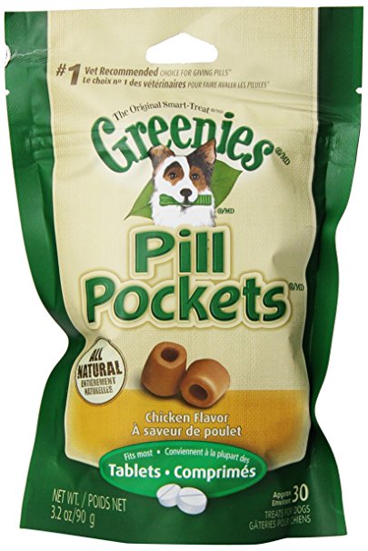 Greenies 6-Pack Dog Treat with Pill Pocket for Tablet, 3.2-Ounce, Chicken