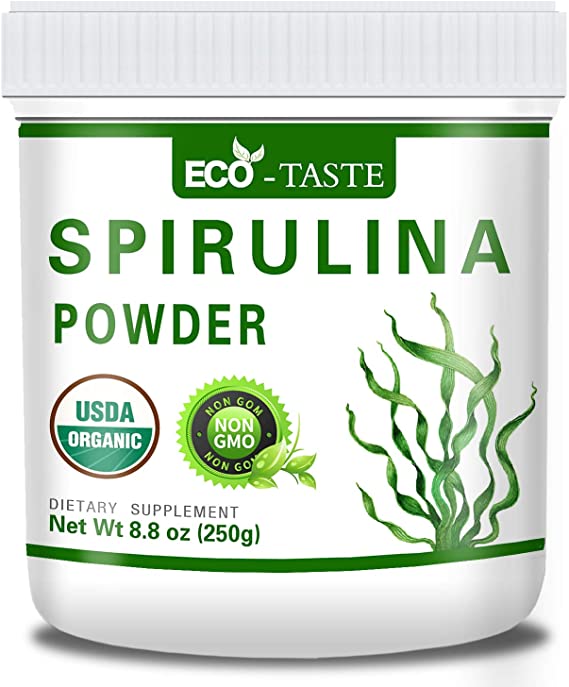 USDA Organic Spirulina Powder,100% Pure,8.8oz(250g),Supplies Antioxidants, Vitamin, Esential Amino Acids, Minerals, Gluten Free, Non-GMO
