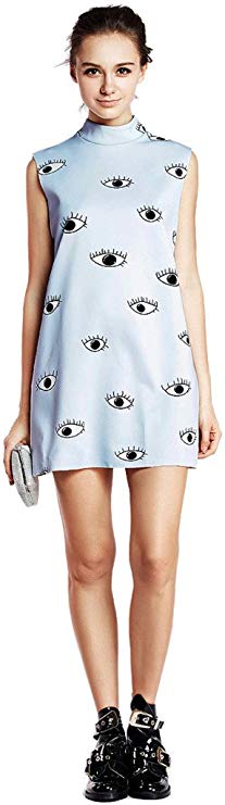 Choies Women's Limited Edition Eyes Print Sleeveless Dress
