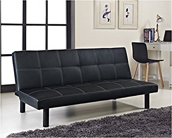 Single Faux Leather Sofa Bed in Black - Spencer Sofabed