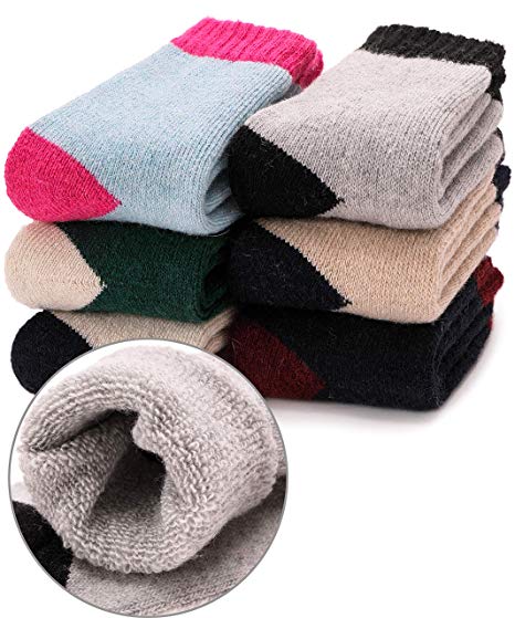 Kids Girls Boys Wool Socks Thick Warm Thermal For Kid Child Toddlers Cotton Winter Crew Socks 6 Pairs