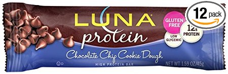 LUNA PROTEIN - Gluten Free Protein Bar - Chocolate Chip Cookie Dough - 1.59 oz, (12 Count)