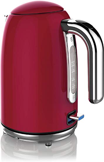 Premium Electric Kettle | Stainless Steel Teapot Water Boiler | Homeart Retro Style Tea Kettle by MyProducts | 1.7L / 1.8 Quart / 7 Cup (Red)