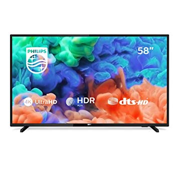 Philips 58PUS6203/12 58-Inch 4K Ultra HD Smart TV with HDR Plus and Freeview Play - Black (2018/2019 Model)