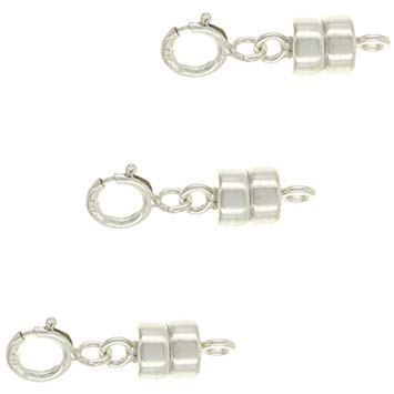 Fiore Sterling Silver 4.5 mm Magnetic Clasp Converter for Jewelry and Necklaces | Made in USA [3 Pack]