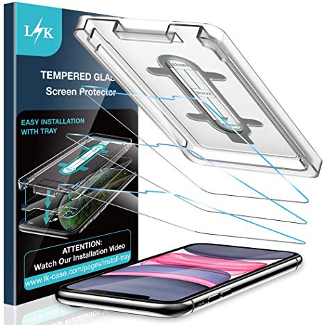 LK [3 Pack Screen Protector for iPhone 11 6.1 inch, Tempered Glass [Case Friendly] [Anti-Scratch] HD Clear 9H Hardness Double Defence Technology Positioning aid [Easy-Installation Tool]