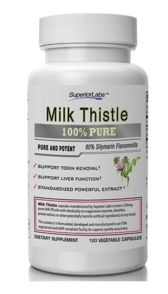 1 Milk Thistle Extract by Superior Labs - Non Synthetic 80 Silymarin Flavonoids 41 250mg 120 Vegetable Caps - Made in USA 100 Money Back Guarantee