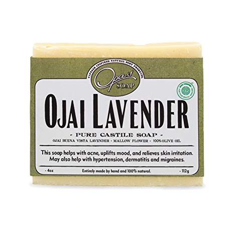 Ojai Lavender Organic Castile Olive Oil Soap, Made with Natural Lavender Essential Oil from Ojai California (4oz, 112g)