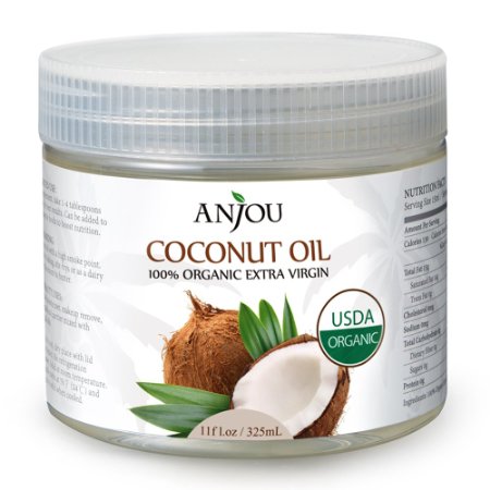 Anjou Coconut Oil Certified USDA Organic Extra Virgin Cold-pressed for Cooking Skin Care Hair Care Massage Oil Carrier Oil Salad Oil