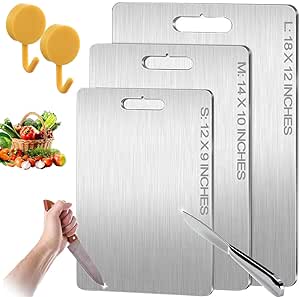 Titanium Cutting Board,Titanium Cutting Boards for Kitchen,Pure Titanium Cutting Board Stainless Steel Cutting Board for Meat Double-Sided Food Grade (S(12 * 9 in))