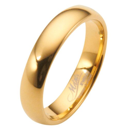 6mm Gold Plated Polished Tungsten Carbide Wedding Ring Classic Half Dome Band