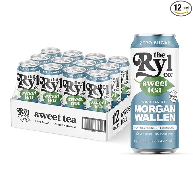 Ryl Iced Tea, Wallen's Sweet Tea, 16.0 Fl Oz (12-Pack), Sugar Free Sweet Tea with Immunity Boosting Polyphenols (No Artificial Ingredients)