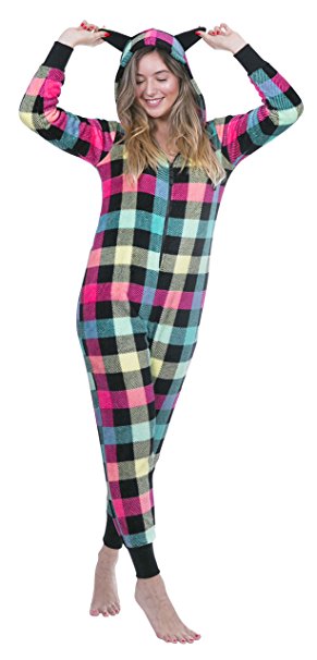 Totally Pink Women's Warm and Cozy Plush Adult Onesie / Pajamas / Onesies