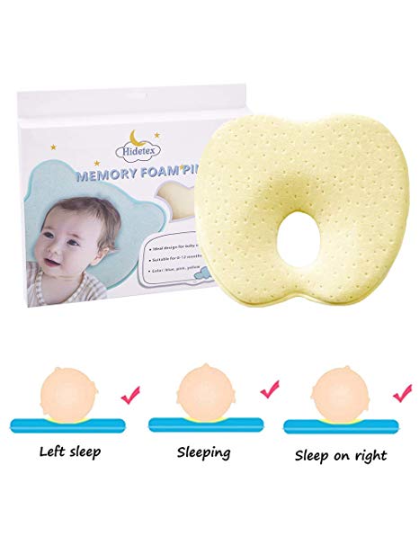 Hidetex Baby Pillow-Newborn Baby Support Pillow with Memory Foam (Apple Yellow)
