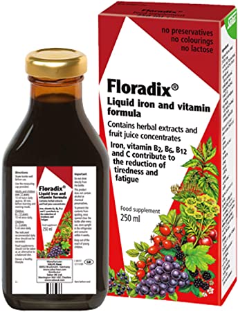 Floradix Floravital Liquid Iron and Vitamin Formula 8.5 fl.oz. - 250 ml. - Made in Germany (3 Pack)