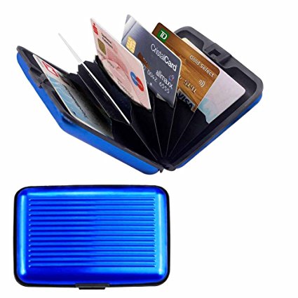 BUTEFO Aluminum Wallet Credit Card Holder with RFID Protection (Blue)