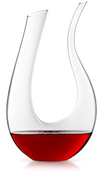 JoyJolt Cigno Wine Decanter Hand Blown Lead-free Crystal Glass Red Wine Carafe 50oz