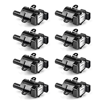 Set of 8 Round Ignition Coils on Plug Pack For Chevrolet GMC V8 4.8L 5.3L 6L UF262 C1251 D-585 E254 E254P 52-1647 GN10119 IC413 10457730 19005218 8-10457-730-0