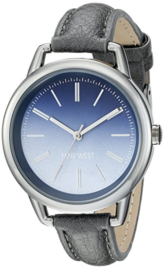 Nine West Women's NW/1793BLTP Blue Ombre Dial Grey Strap Watch