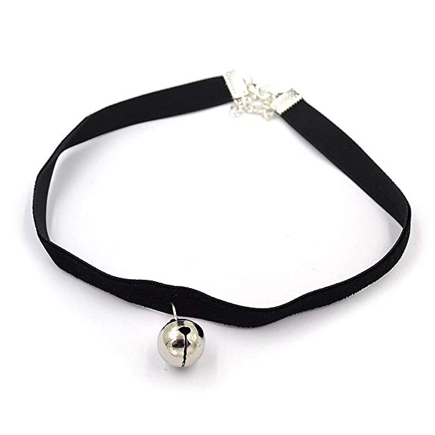 maxgoods Fine Black Velvet Choker Necklace Tiny Cat Collar Bell Gothic Cosplay Eye Neck