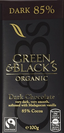 Green and Black's Organic Dark Chocolate 85 Percent Cocoa 100 g (Pack of 5)