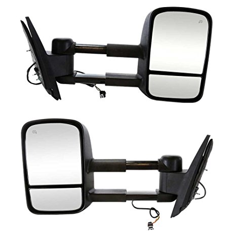 Prime Choice Auto Parts KAPGM1320407PR Pair Heated Power Towing Extendable Side Mirror Without Signal