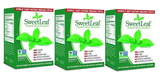 SweetLeaf Stevia Sweetener 70 packets 2.5oz (Pack of 3)