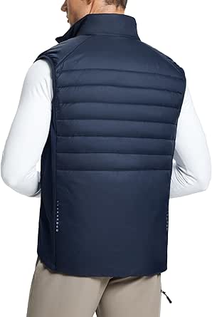 BALEAF Men's Lightweight Puffer Vest, Winter Quilted Hiking Sleeveless Vest, Water Resistant Warm Fleece Outerwear