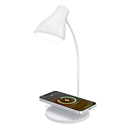 Portronics Brillo 3 Portable Lamp with Wireless Charger with 10W Output, 360° Flexible Neck, Touch Control, Dual Lamp Shades(White)