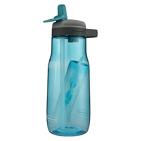 Rubbermaid Leak-Proof Sip Water Bottle with Infuser, 32 oz., Aqua Waters