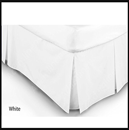 Adamlinens Luxury 68 Pick Base Valance sheet Box Pleated (White, Double)