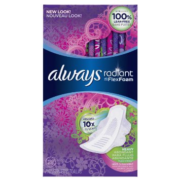 Always Radiant Infinity Heavy Flow With Wings, Scented Pads 28 Count