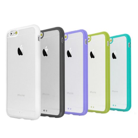 iPhone 6 Case,5 Pcs Ace Teah™ Ultra Thin iPhone 6 / 6s (4.7 inch) Protective Case Bumper Shock Absorbing TPU & Clear Back Panel Vibrant Trendy Color Cover - Black, White, Purple, Cyan, Green